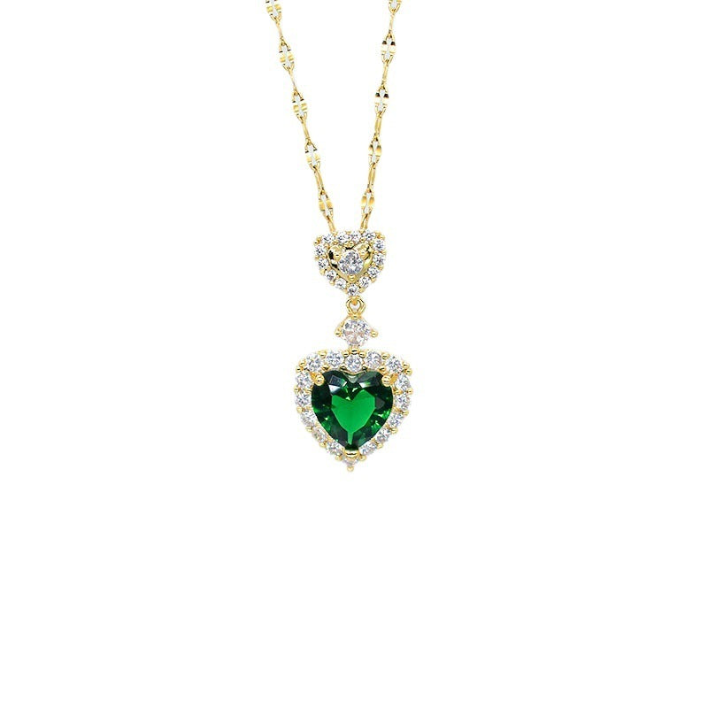 Elegant Beccarite Inlaid Titanium Steel Jewelry Set