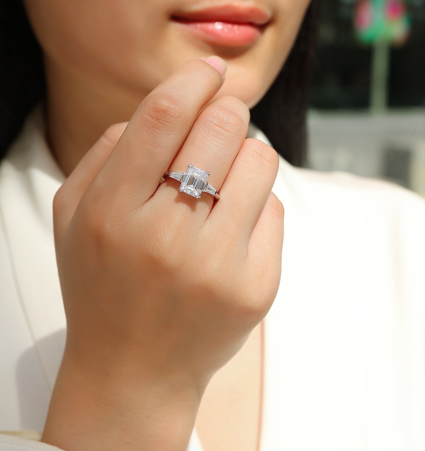 Starry Sky Mirror - A Fashionable Diamond Ring Set with Moissanite