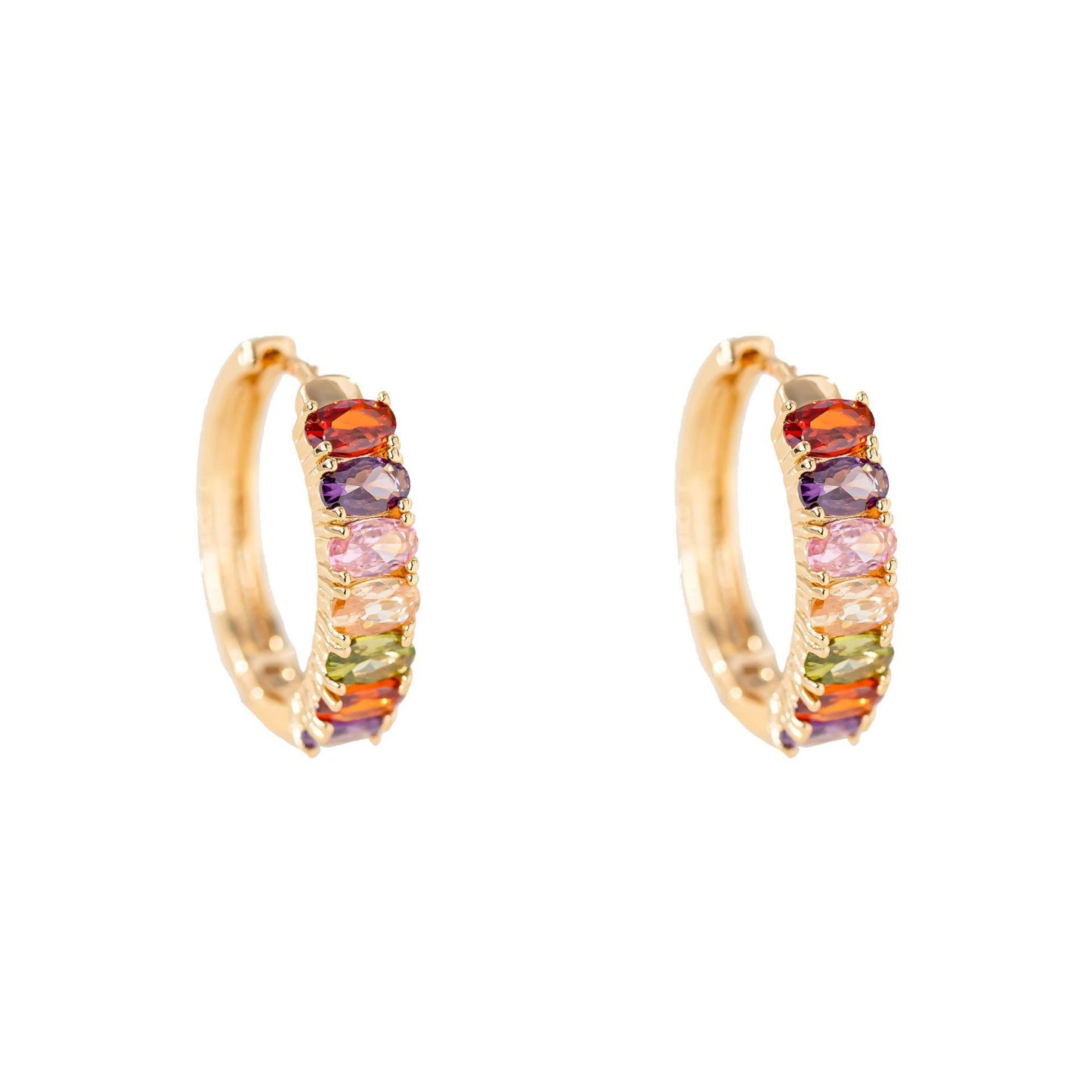 Color Zirconium Single Row Diamond Does Not Fade Silver Stud Earrings