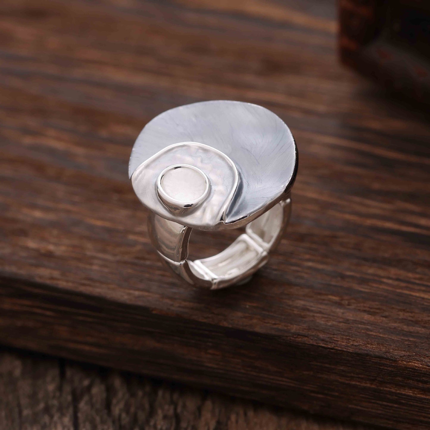 Enamel Geometric Flower Stretch Ring