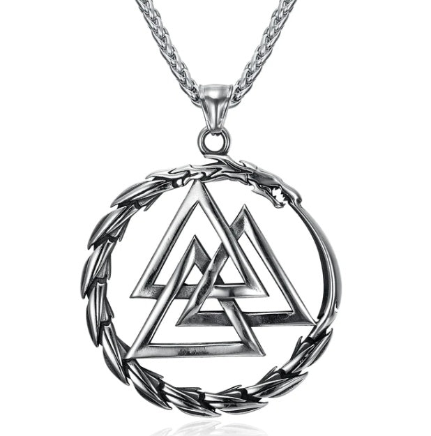 Vintage Nordic Rune Necklaces for Men (Stainless Steel)