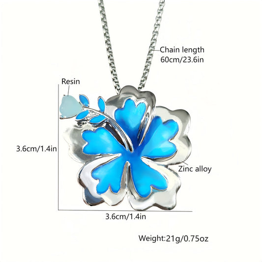 Summer Luminous Flower Necklace Metal Silver Petals