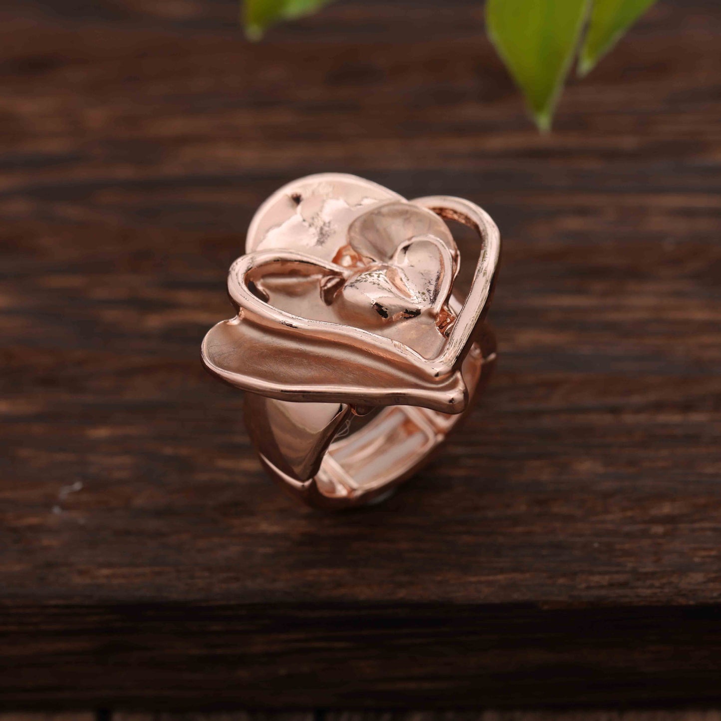 Enamel Geometric Flower Stretch Ring