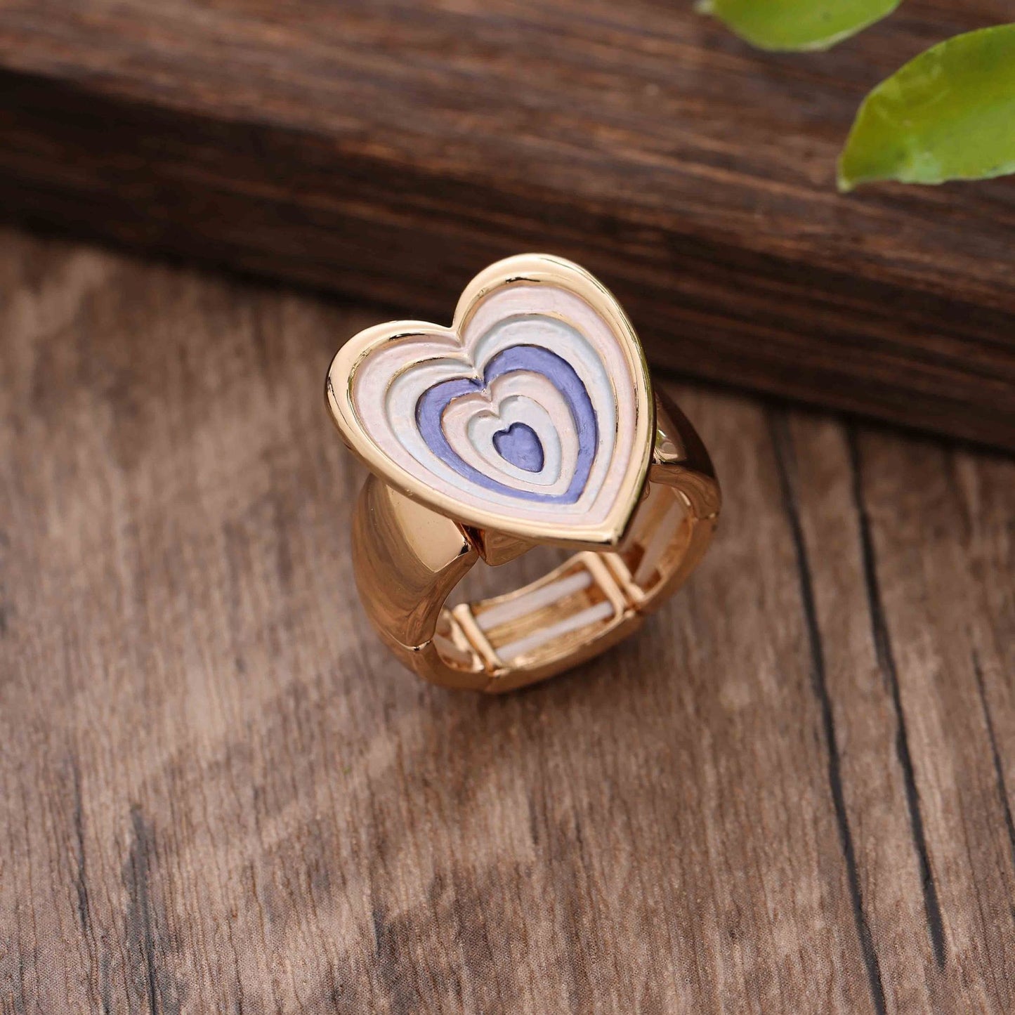 Enamel Geometric Flower Stretch Ring