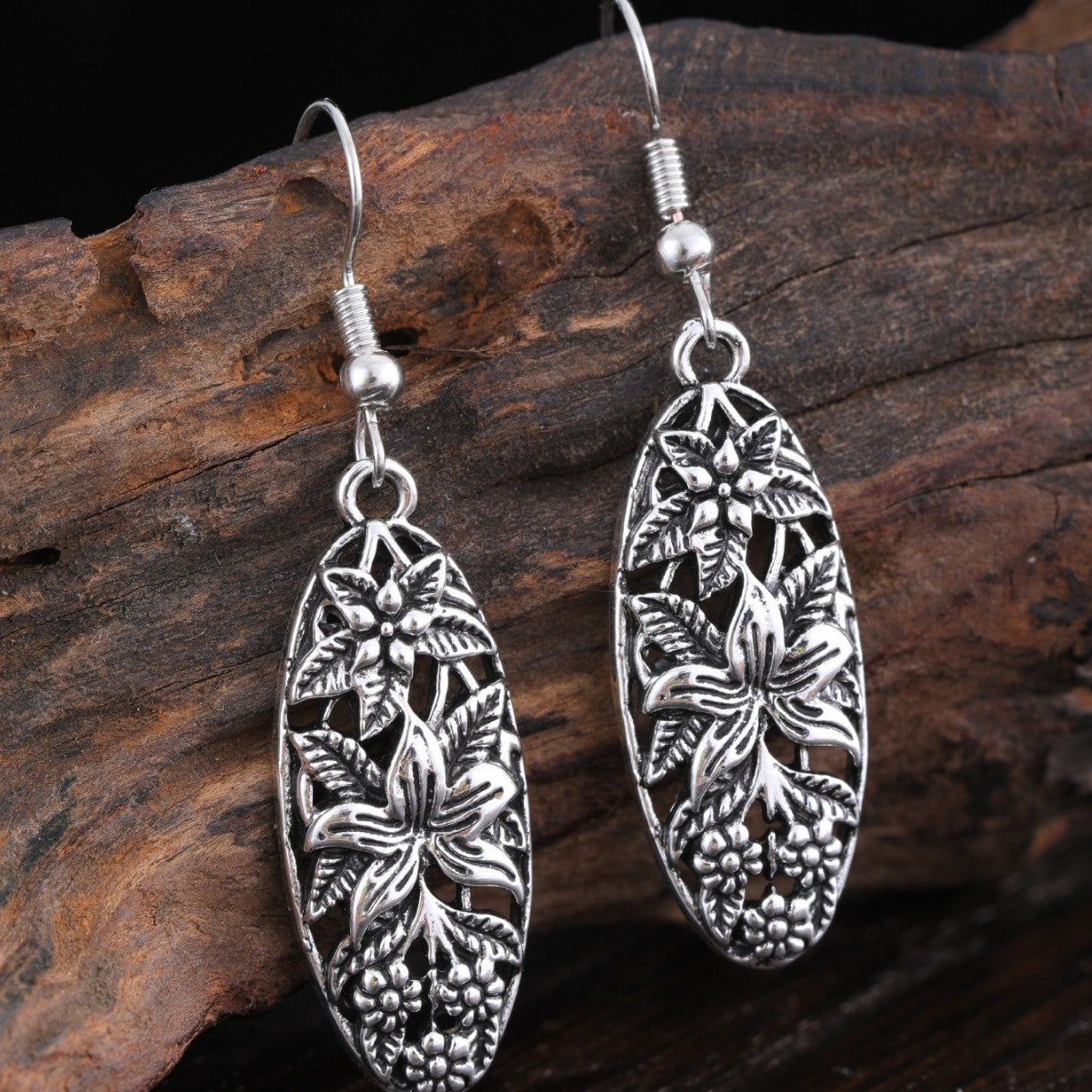 Retro Hollowed Long Water Droplet Earrings