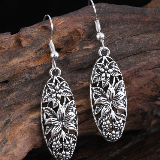 Retro Hollowed Long Water Droplet Earrings