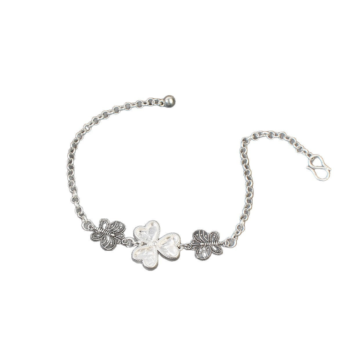 Artificial Miao Silver Ethnic Style Eardrop Frame Diy Bracelet Clover