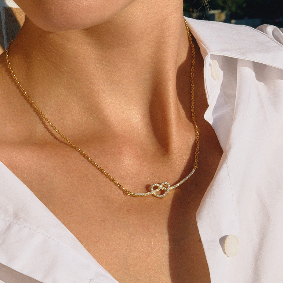 Titanium Steel Rhinestone Heart Necklace Pendant