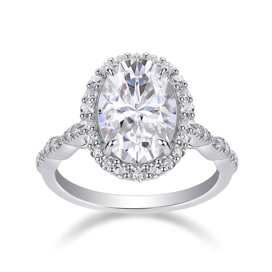 Bright Moon - Moissanite S925 Sterling Silver and Platinum-Plated Diamond Ring