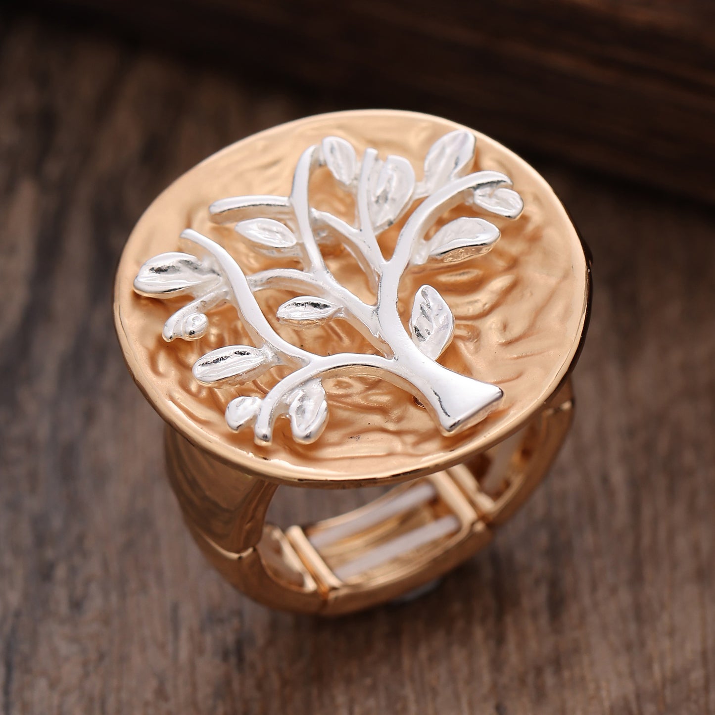 Enamel Geometric Flower Stretch Ring
