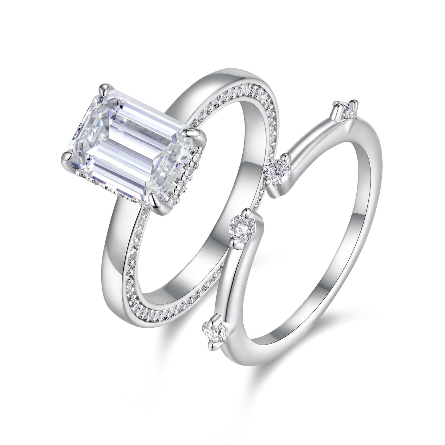 Men's and Women's Ring with Moissanite and Platinum-Plated Diamond