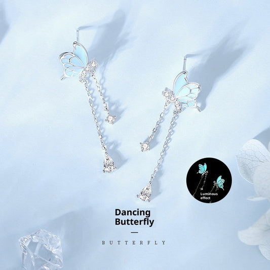 Luminous Butterfly Tassel Minority Earrings