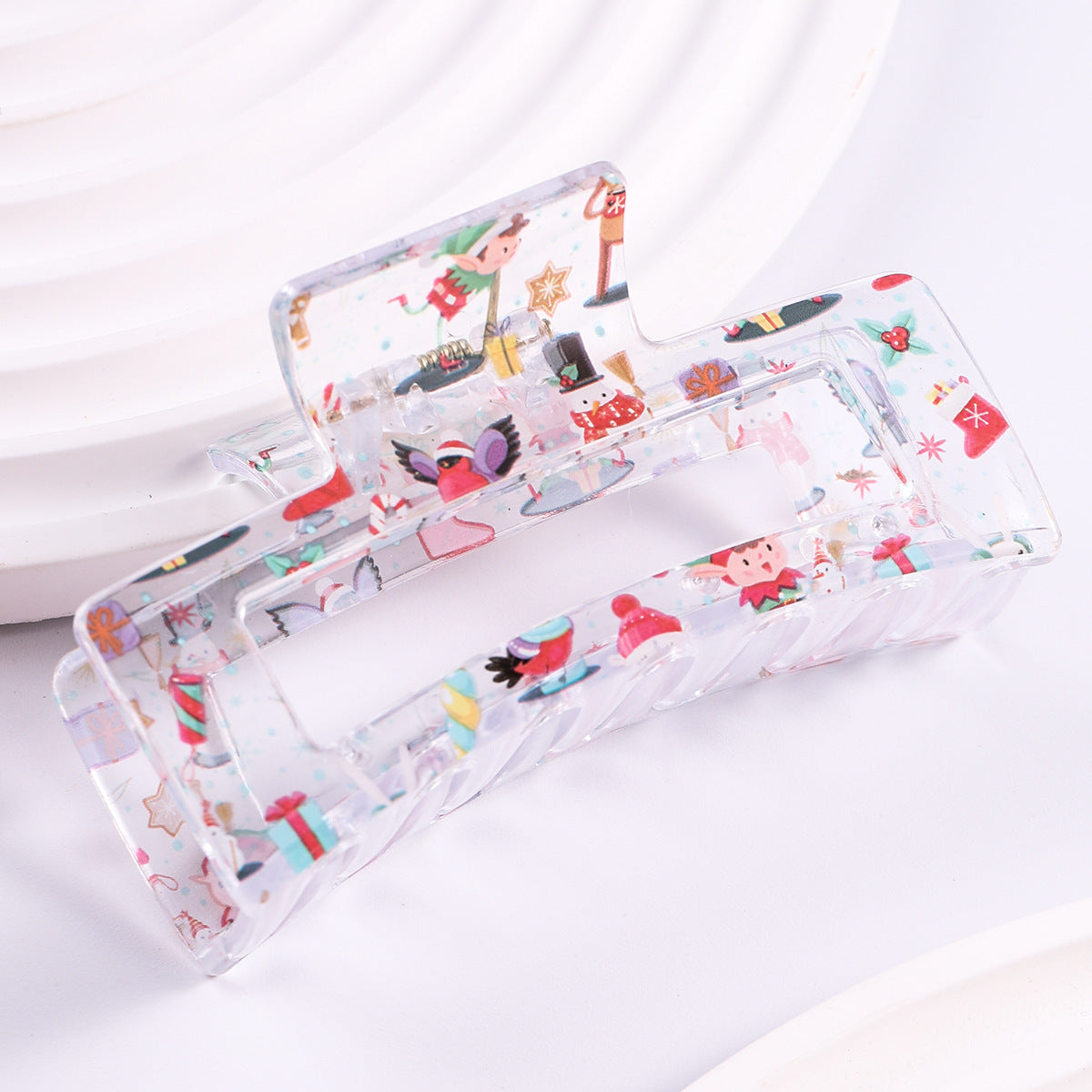 Transparent Printing Grip Back Head Updo Lady