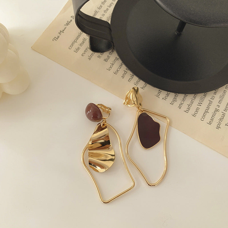 Pierced Clip Silver Pins Earrings