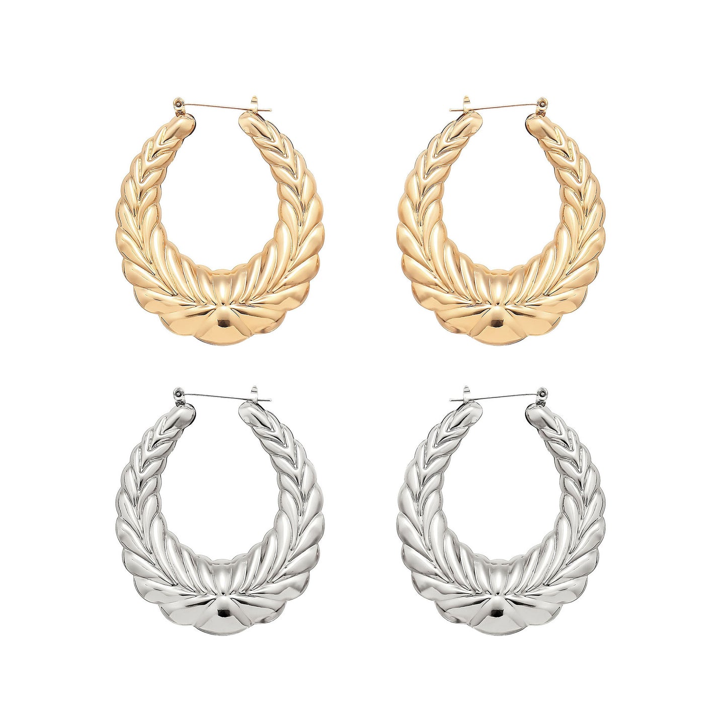 Fashion Personality Wheat Pattern Oval Earrings