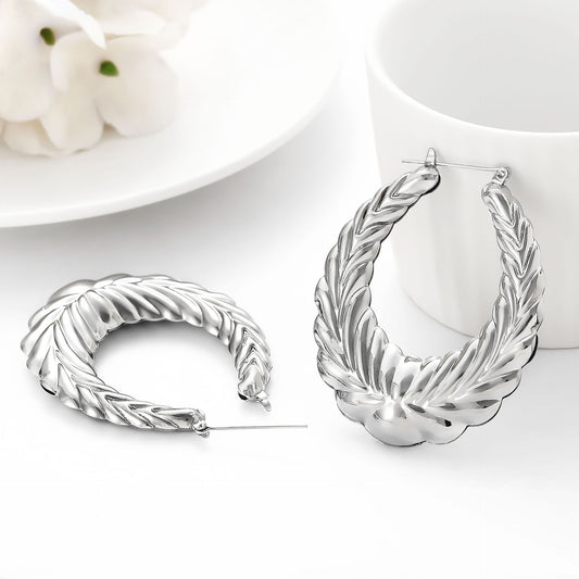 Fashion Personality Wheat Pattern Oval Earrings