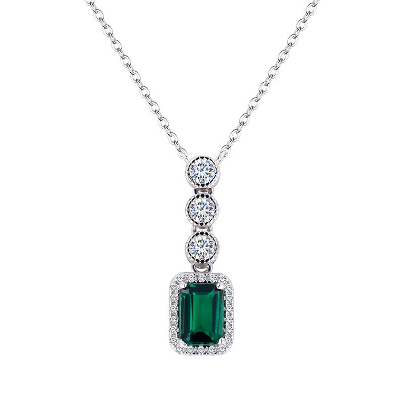 Synthetic Emerald Pendant 1 Karat S925 Plating