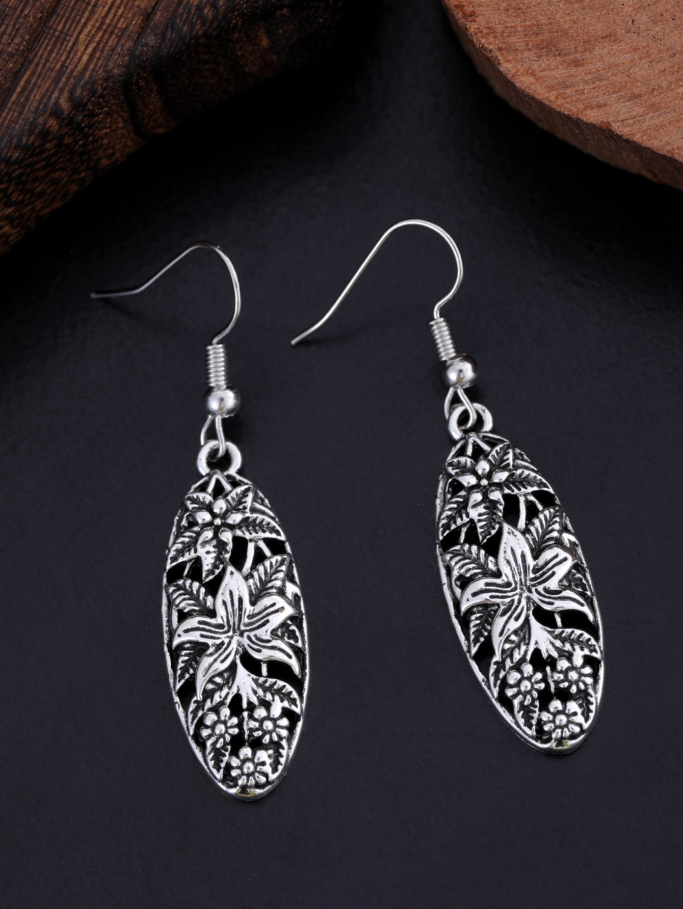Retro Hollowed Long Water Droplet Earrings