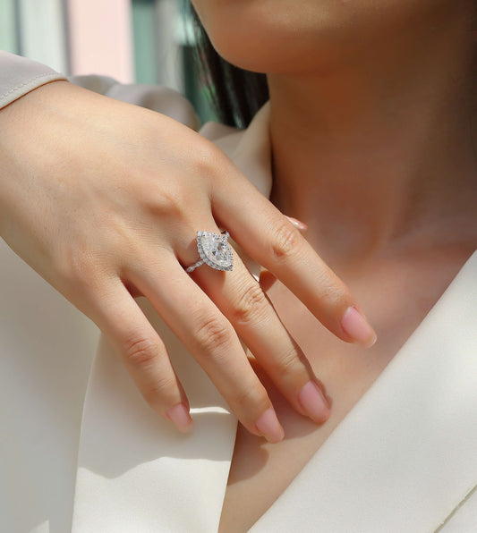 Moissanite S925 Sterling Silver and Platinum Diamond Ring