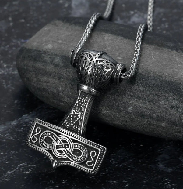 Vintage Nordic Rune Necklaces for Men (Stainless Steel)