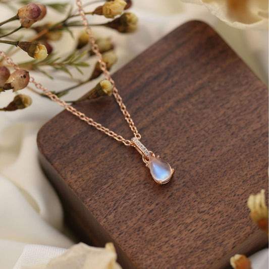 Silver Water Drop Moonstone Necklace Jewelry For Women