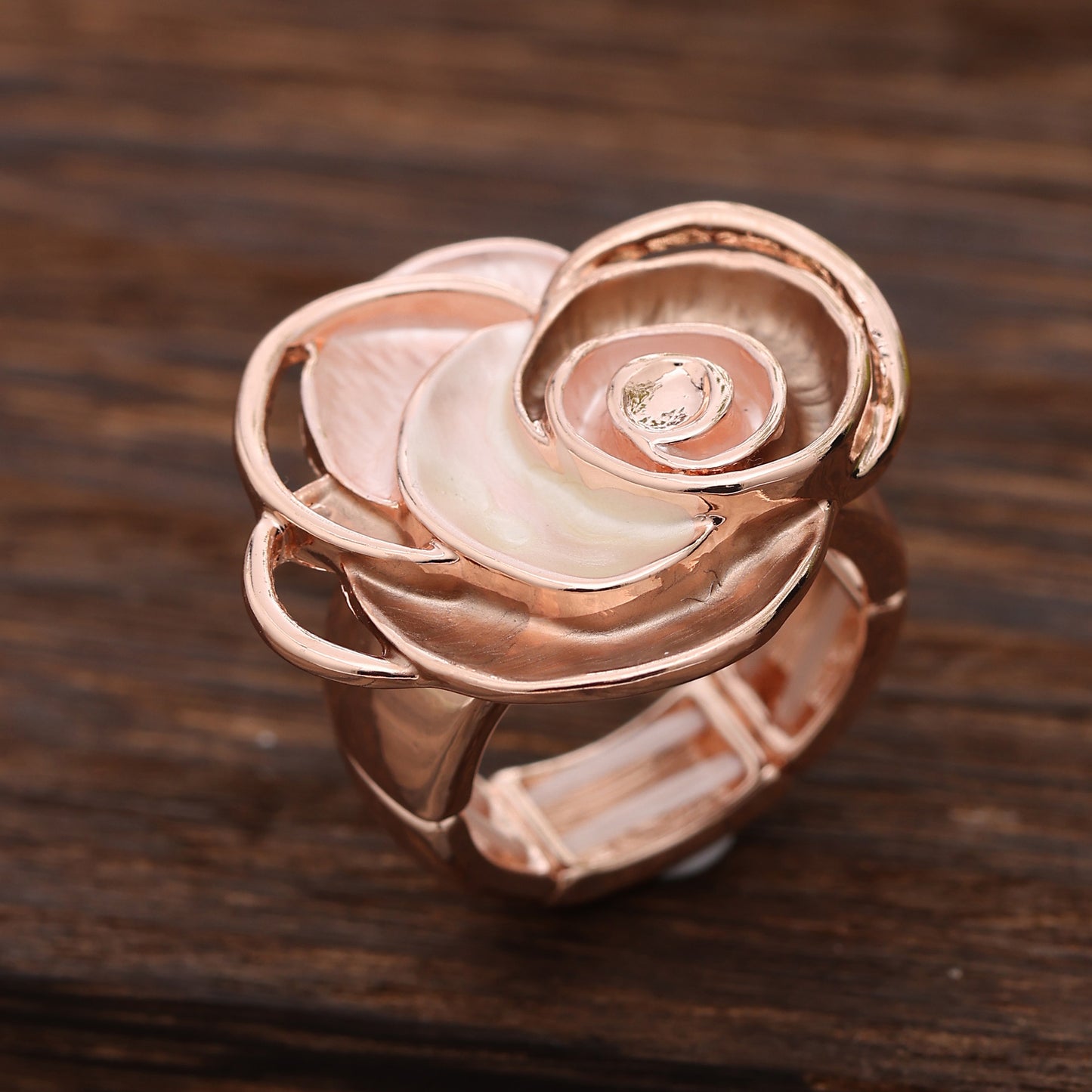 Enamel Geometric Flower Stretch Ring