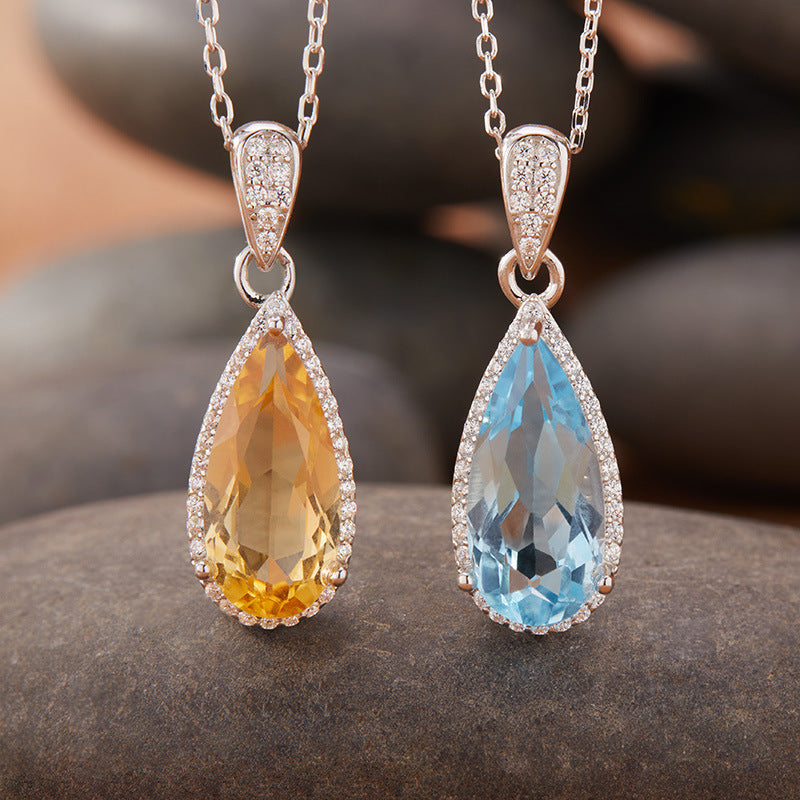 Natural Topaz Citrine Necklace Set