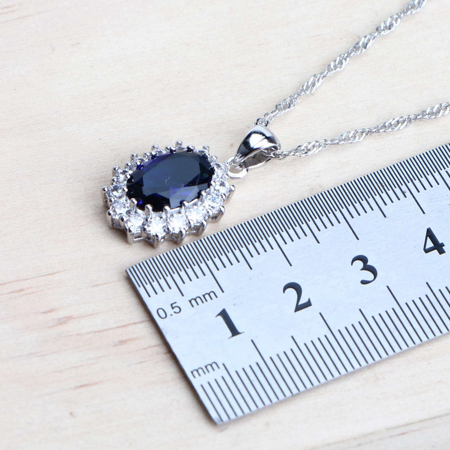 Silver 925 Women Bridal Jewelry Set (Blue Zirconia Costume)