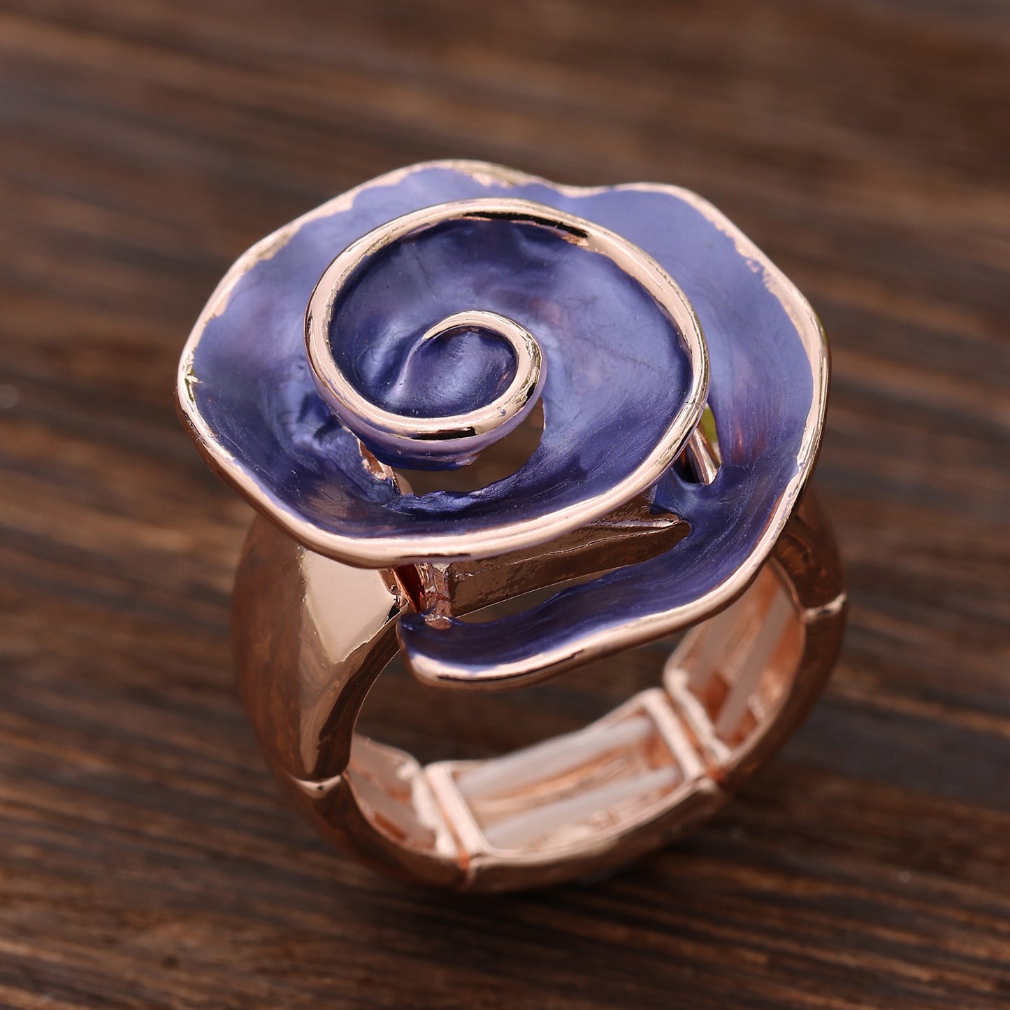 Enamel Geometric Flower Stretch Ring