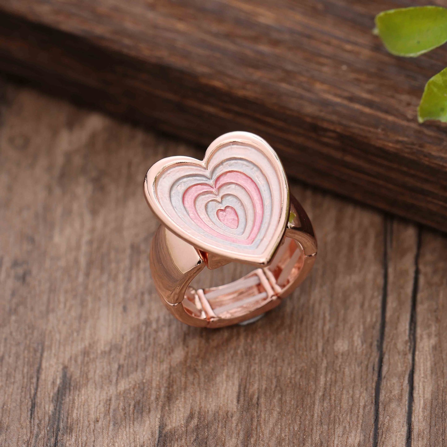 Enamel Geometric Flower Stretch Ring