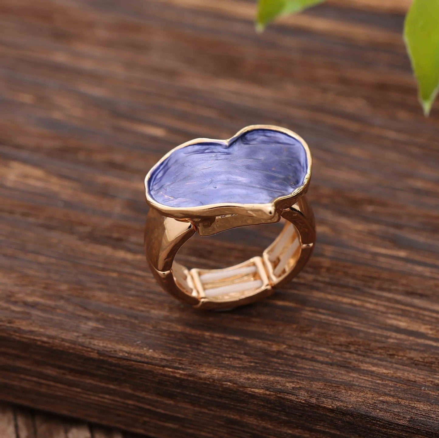 Enamel Geometric Flower Stretch Ring