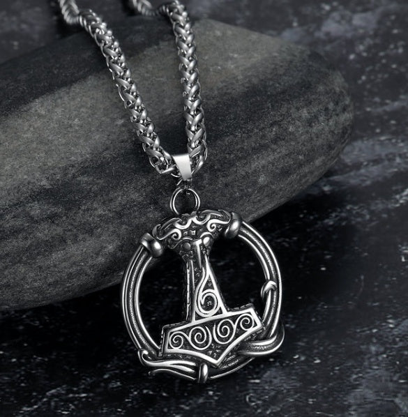 Vintage Nordic Rune Necklaces for Men (Stainless Steel)