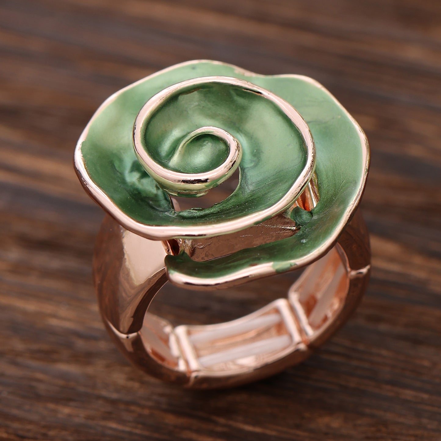 Enamel Geometric Flower Stretch Ring