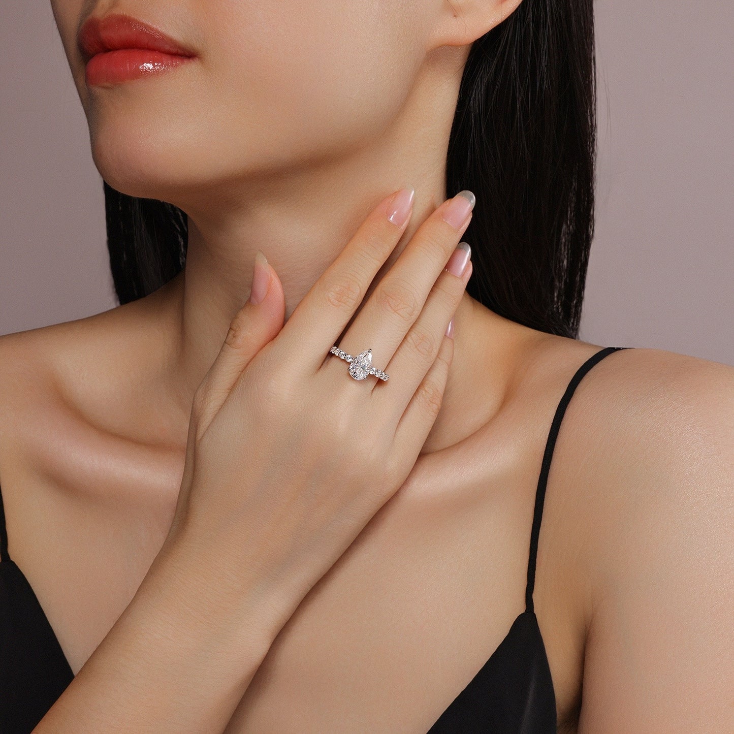 Moonlight Water Drop - Diamond Ring Set with Moissanite