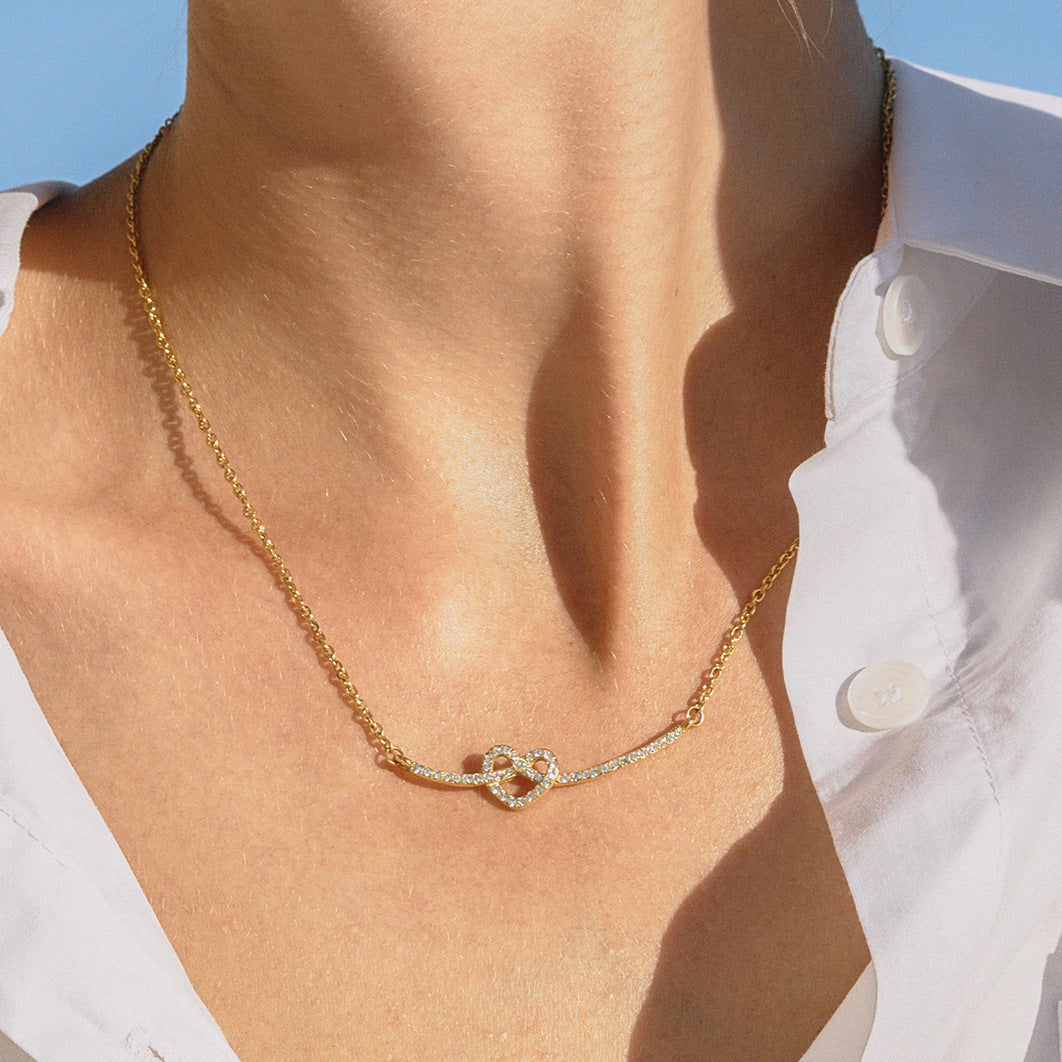 Titanium Steel Rhinestone Heart Necklace Pendant