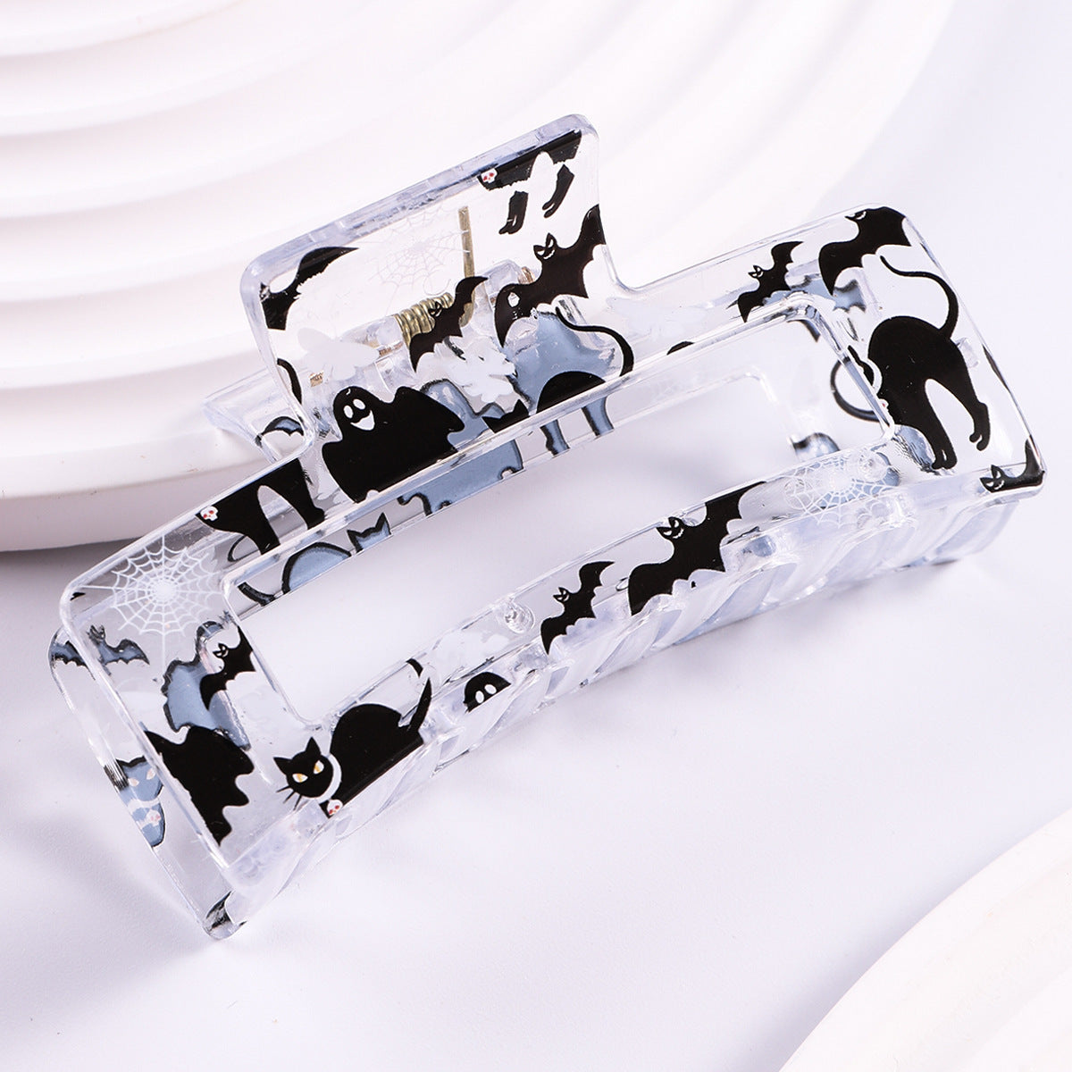 Transparent Printing Grip Back Head Updo Lady