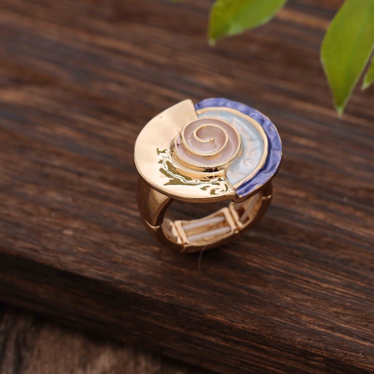 Enamel Geometric Flower Stretch Ring
