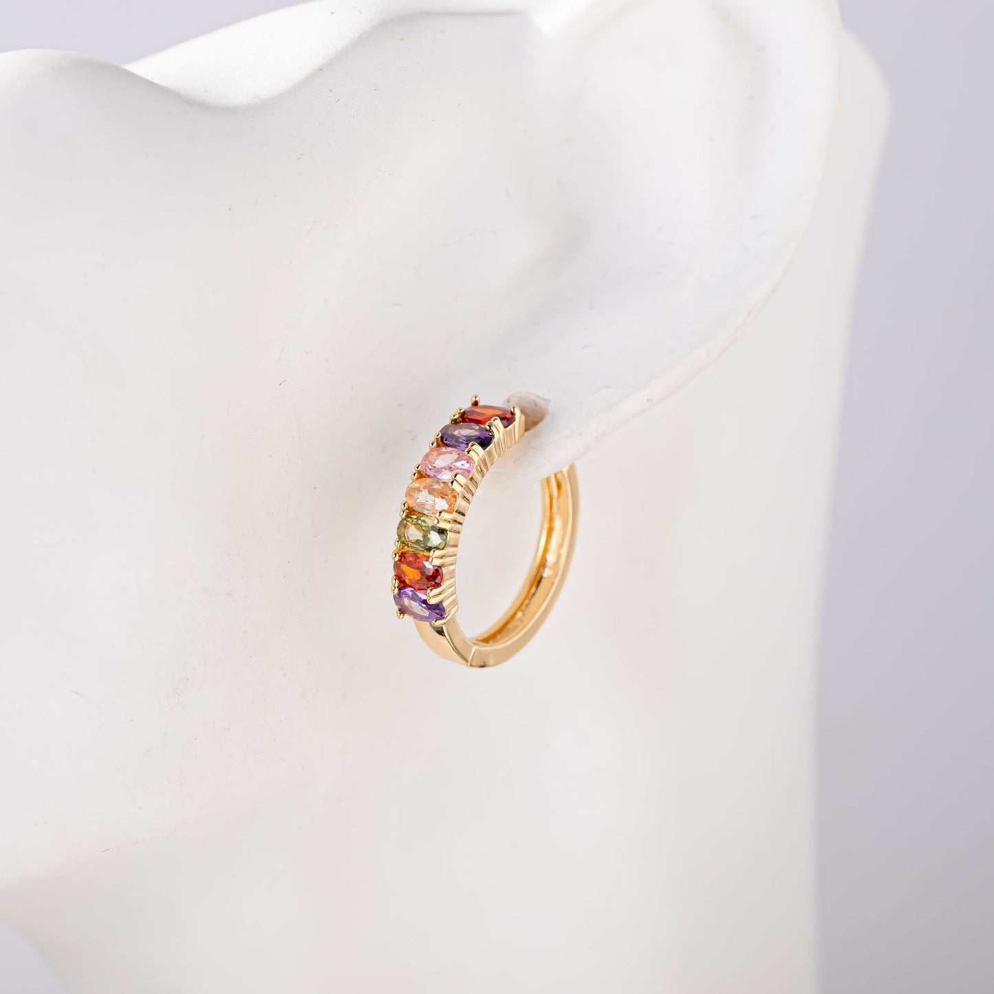 Color Zirconium Single Row Diamond Does Not Fade Silver Stud Earrings