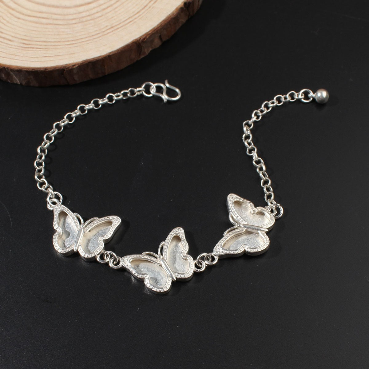 Artificial Miao Silver Ethnic Style Eardrop Frame Diy Bracelet Clover