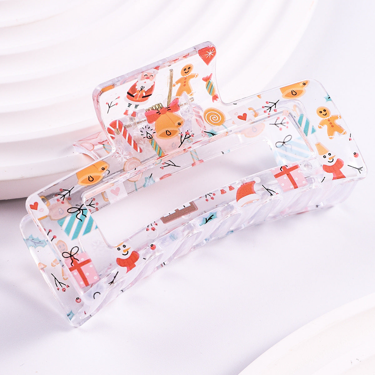 Transparent Printing Grip Back Head Updo Lady