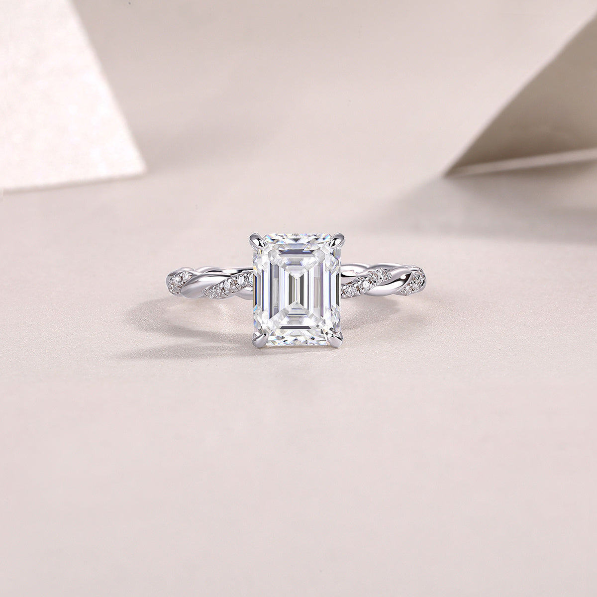 Moissanite S925 Sterling Silver and Platinum-Plated Diamond Ring
