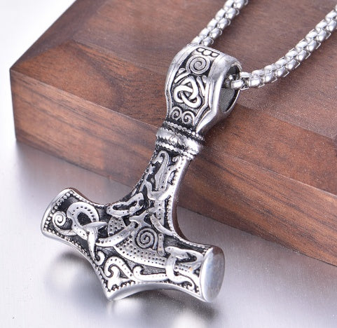 Vintage Nordic Rune Necklaces for Men (Stainless Steel)