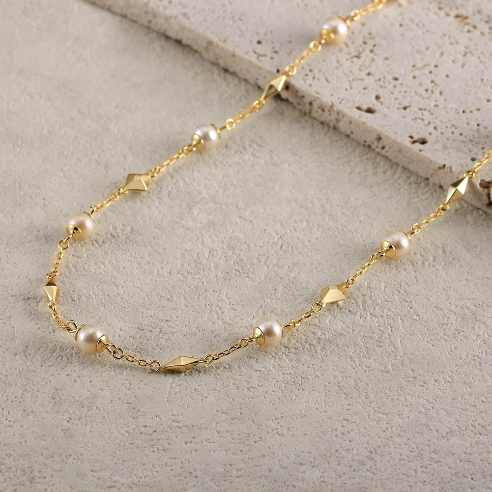 Yunlian Jewelry S925 Sterling Silver Necklace Natural Baroque Pearl Necklace