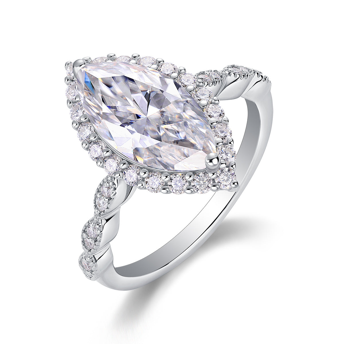 Moissanite S925 Sterling Silver and Platinum-Plated Diamond Ring