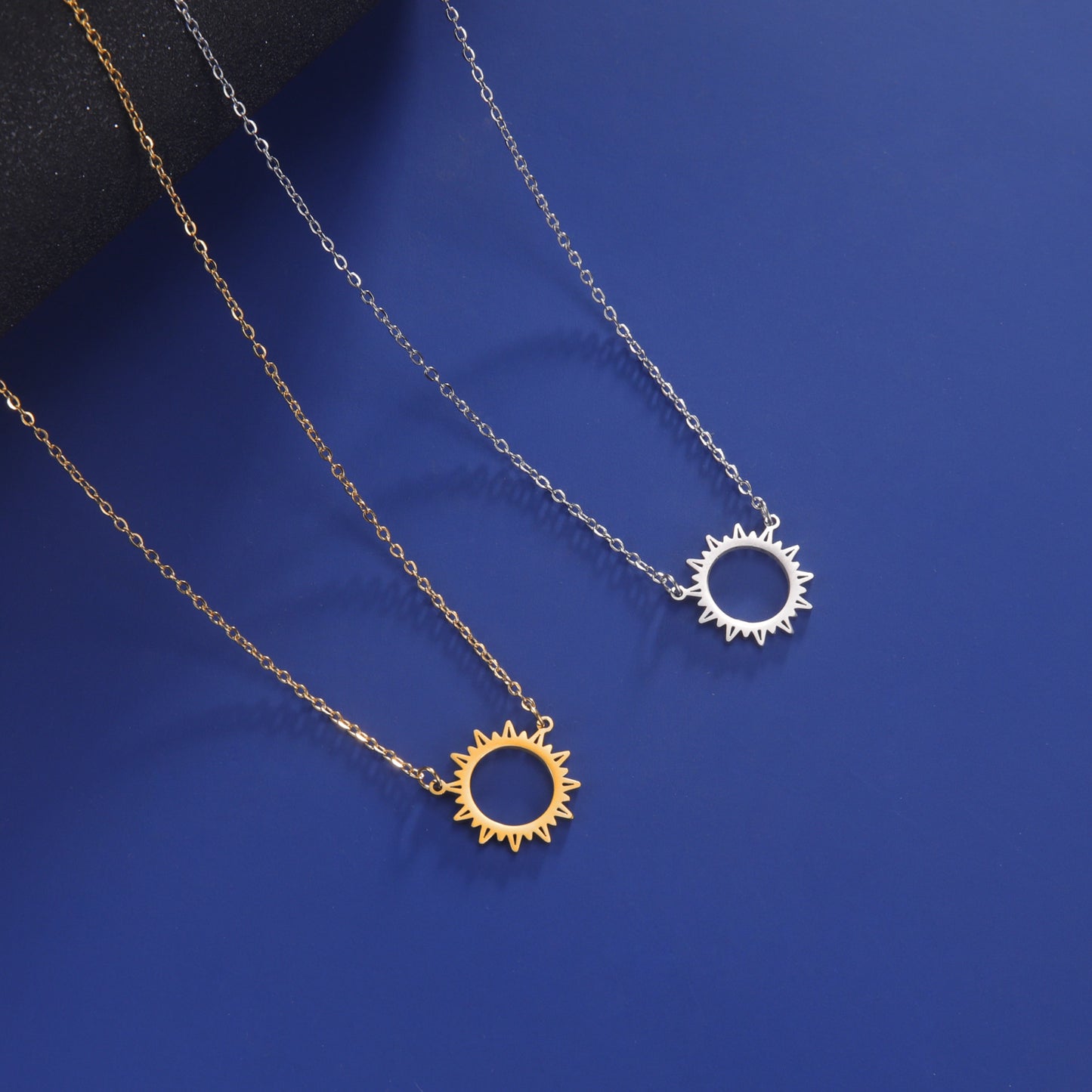 Titanium Steel Sun Shining Pendant Necklace