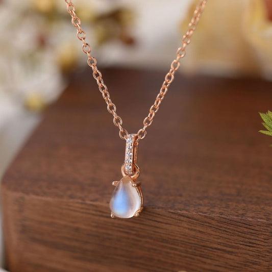 Silver Water Drop Moonstone Necklace Jewelry For Women