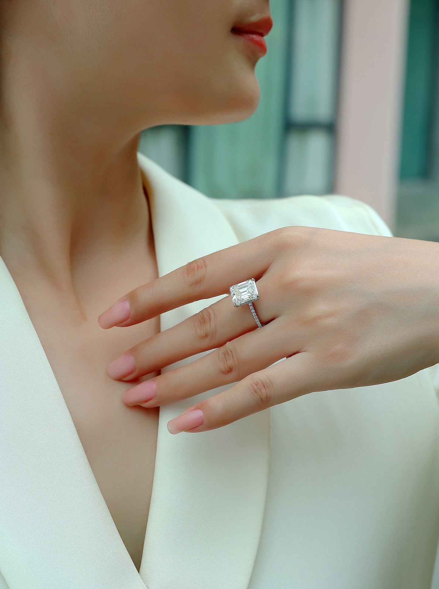 Diamond Ring with Moissanite S925 Sterling Silver