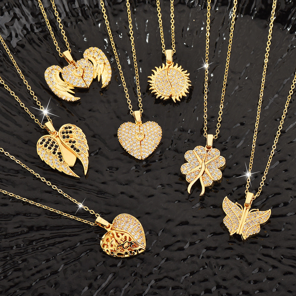 Personalized Name Heart Necklace Zirconia