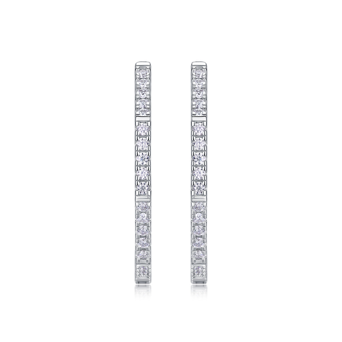 Modern Platinum-Plated Diamonds Earrings