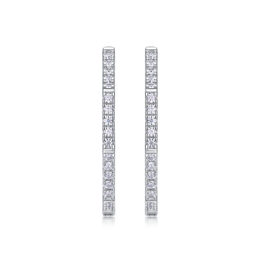 Modern Platinum-Plated Diamonds Earrings